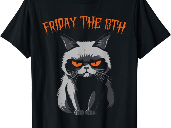 Friday the 13th 2024 black cat halloween funny cat mom dad t-shirt