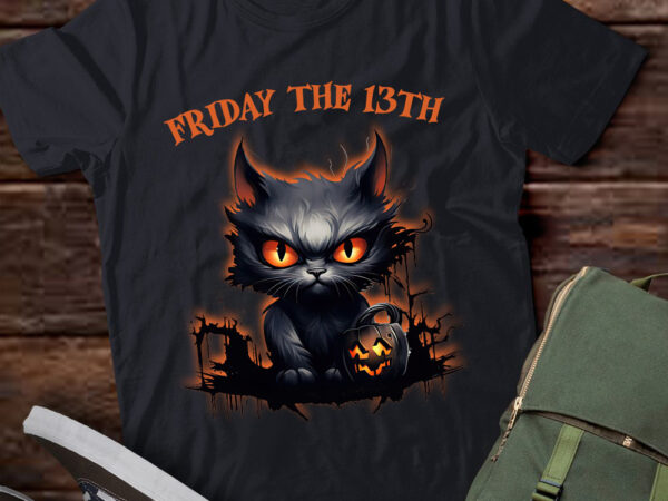 Friday the 13th 2024 black cat halloween funny cat mom dad t-shirt ltsp