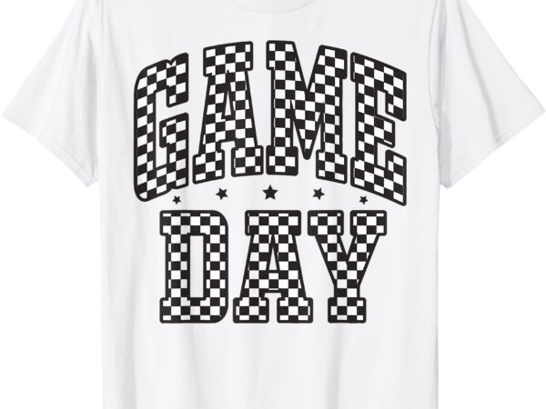 Funny checkered game day football black white gift women t-shirt