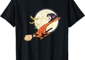 Funny Giraffe Ride Witch Shotgun Giraffe Halloween T-Shirt