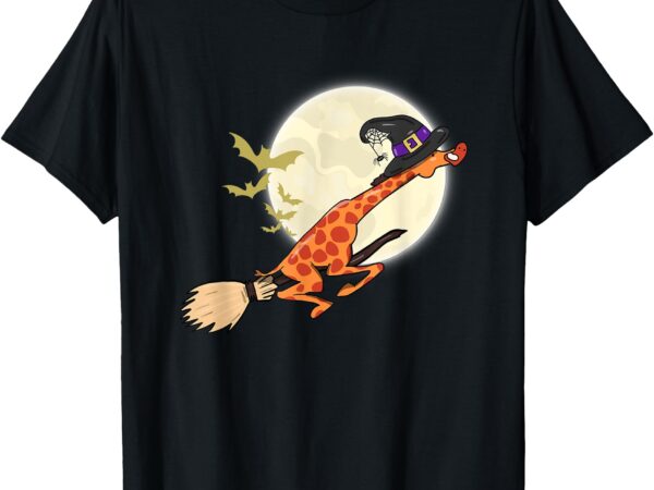 Funny giraffe ride witch shotgun giraffe halloween t-shirt