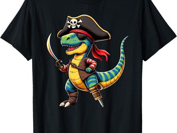 Funny halloween boys kids toddlers dinosaur trex pirate t-shirt