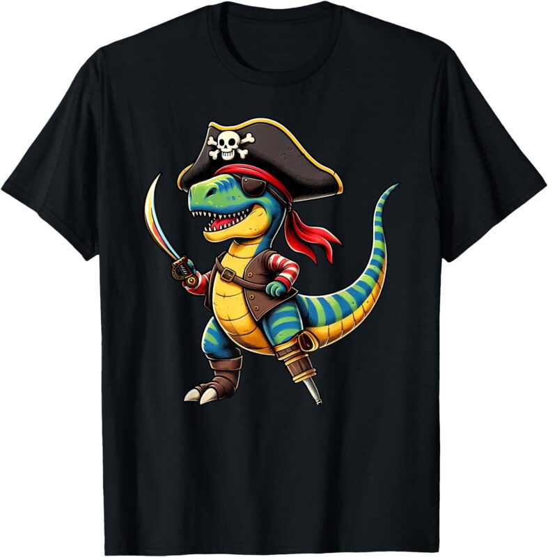 Funny Halloween Boys Kids Toddlers Dinosaur Trex Pirate T-Shirt