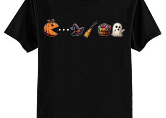 Funny Halloween Gamer Pumpkin Ghost Funny T-Shirt ltsp