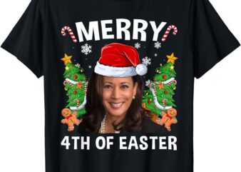 Funny Kamala Harris Christmas Santa Hat Merry 4th Of Easter T-Shirt