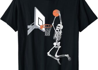 Funny Skeleton Playing Basketball Lovers Spooky Halloween T-Shirt