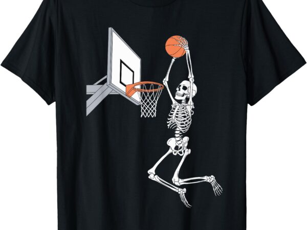 Funny skeleton playing basketball lovers spooky halloween t-shirt