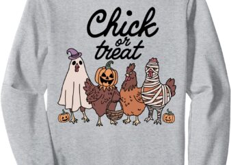 Funny Witch Spooky Chicken Halloween Costume Chick Or Treat Sweatshirt