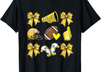 Funny Yellow Cheer Coquette Football Mom Women Girls T-Shirt