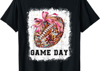 Game Day Football Season Football Bow Gift Girls Women T-Shirt