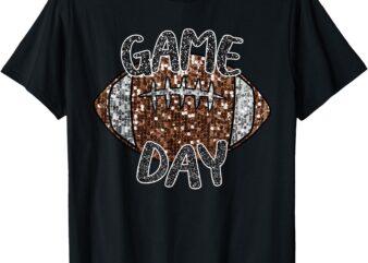 Game Day Football for Women Sequin Graphic T-Shirt