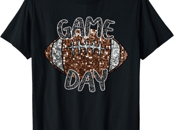 Game day football for women sequin graphic t-shirt