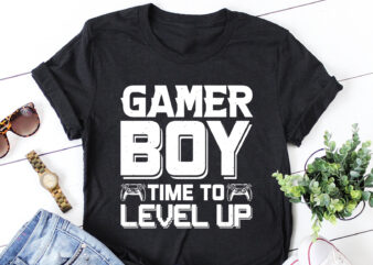 Gamer Boy Time to Level Up T-Shirt Design