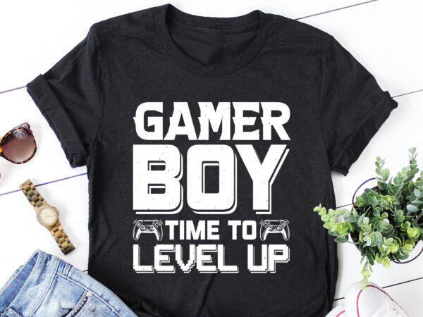 Gamer boy time to level up t-shirt design