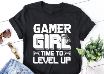 Gamer Girl Time to Level Up T-Shirt Design