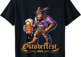 German Bigfoot Sasquatch Lederhose Funny Oktoberfest 2024 T-Shirt