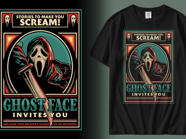 Ghost face t shirt design template