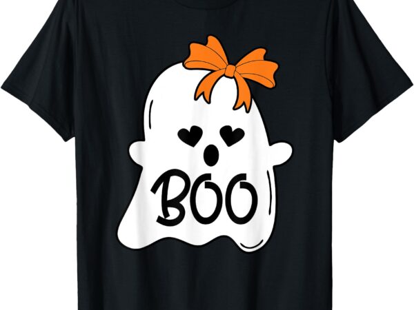 Ghost with bow boo girls halloween t-shirt