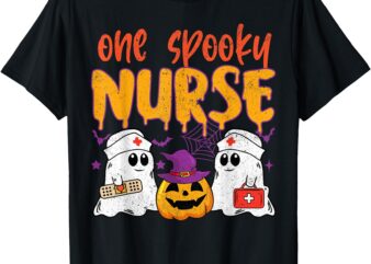 Ghosts One Spooky Nurse Halloween Nurse Fall Scrub RN Women T-Shirt