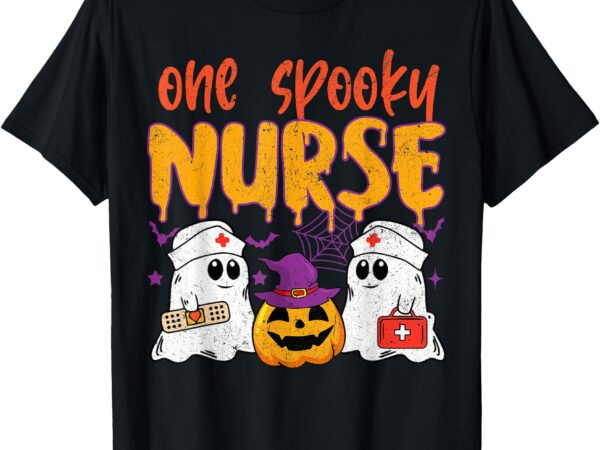 Ghosts one spooky nurse halloween nurse fall scrub rn women t-shirt