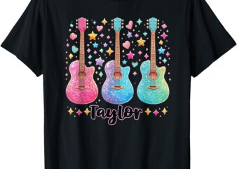 Girl Taylor First Name Personalized Groovy 80’s Pink T-Shirt