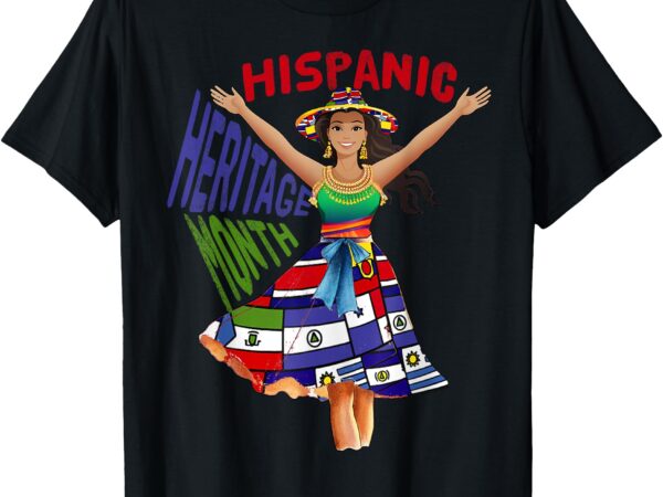 Girl in hispanic heritage month dress flags latino girls t-shirt