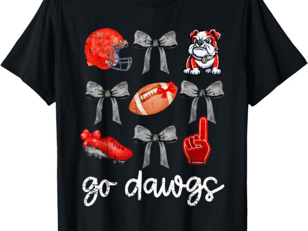 Go dawgs football game day coquette bulldogs bow t-shirt