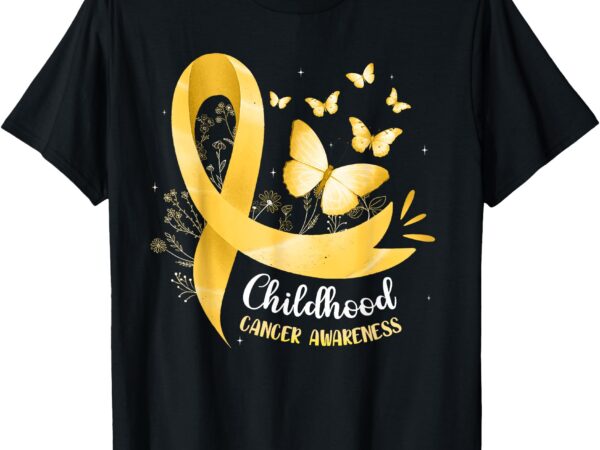 Gold ribbon childhood cancer awareness girls kids women t-shirt