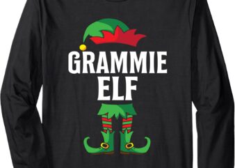 Grammie Elf Costume Christmas Holiday Matching Family Gift Long Sleeve T-Shirt