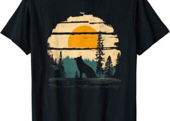 Graphic Tee Forest Nature Wildlife Outdoor Vintage Wolf T-Shirt