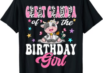 Great Grandpa Of The Birthday Girl Cute Cow 1St Birthday T-Shirt