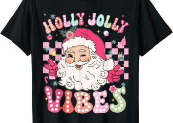 Groovy Cute Santa Claus Christmas Vibes Xmas Girls Womens T-Shirt