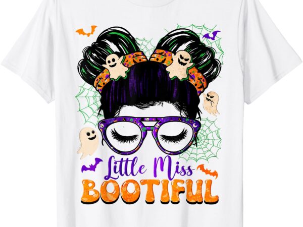 Groovy messy bun bootiful halloween boo ghost girls toddlers t-shirt