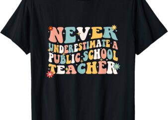 Groovy Never Underestimate a Public School Teacher Men Women T-Shirt