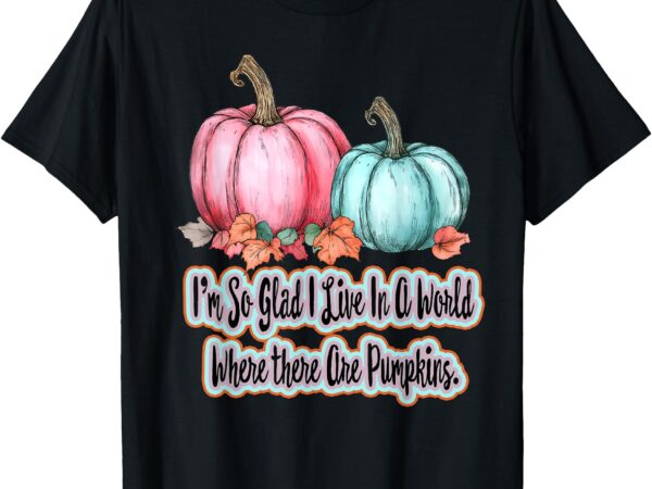 Halloween autumn fall pumpkins pink teal orange harvest t-shirt