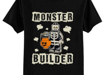 Halloween Building Bricks Monster Builder Skull Head funny T-Shirt ltsp