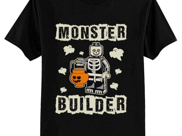 Halloween building bricks monster builder skull head funny t-shirt ltsp