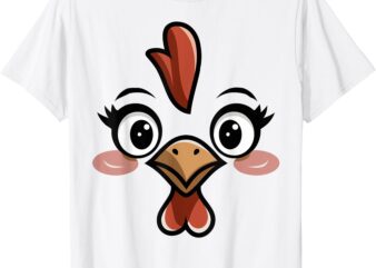 Halloween Chicken Face Tshirt Costume Kids Cute Hen Themed T-Shirt