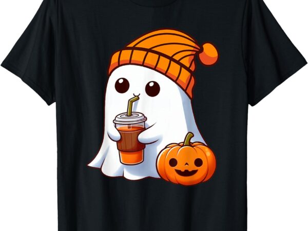 Halloween costume ghost drinking pumpkin men women girls t-shirt