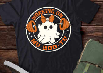 Halloween Ghost Gym Working On My Booty, Funny Motivational T-Shirts ltsp