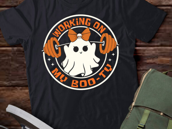 Halloween ghost gym working on my booty, funny motivational t-shirts ltsp