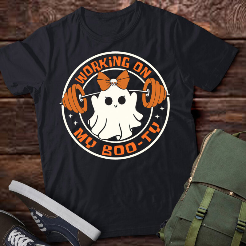 Halloween Ghost Gym Working On My Booty, Funny Motivational T-Shirts ltsp