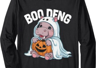 Halloween Moo Deng Baby Hippo Boo Deng Long Sleeve T-Shirt