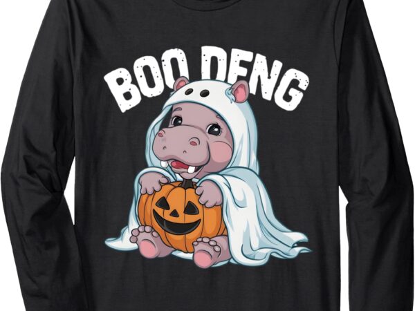 Halloween moo deng baby hippo boo deng long sleeve t-shirt