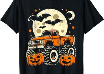 Halloween Shirt For Kids Boy Monster Truck Pumpkin Halloween T-Shirt