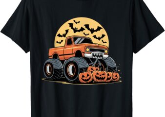 Halloween Shirts for Kids Boys Monster Truck Pumpkins T-Shirt