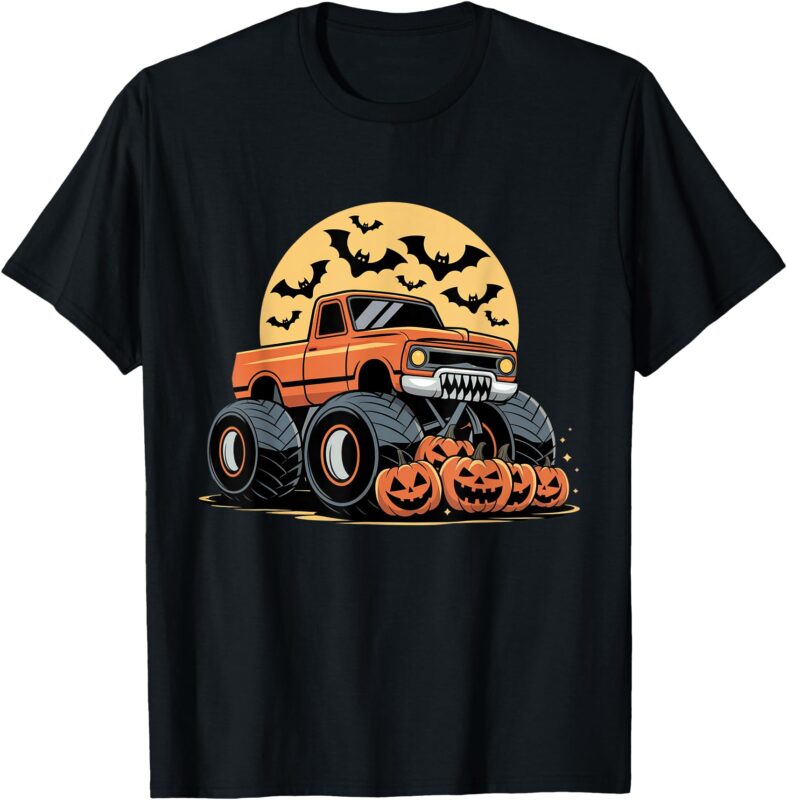 Halloween Shirts for Kids Boys Monster Truck Pumpkins T-Shirt