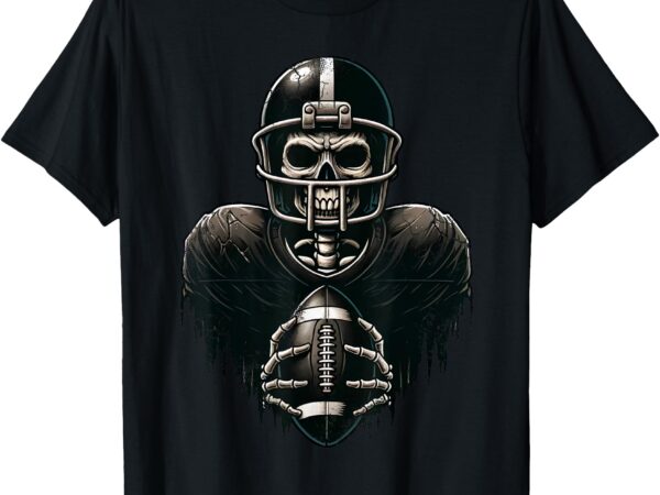 Halloween skeleton football player spooky sports graphic t-shirt