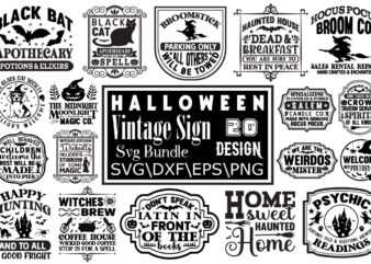 Halloween vintage sign t-shirt bundle halloween vintage sign svg bundle