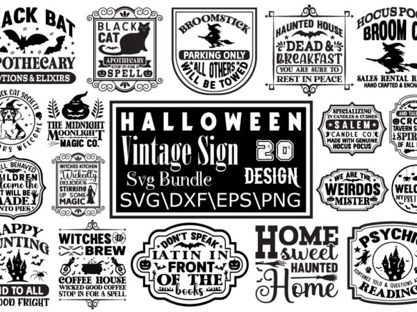 Halloween vintage sign t-shirt bundle halloween vintage sign svg bundle